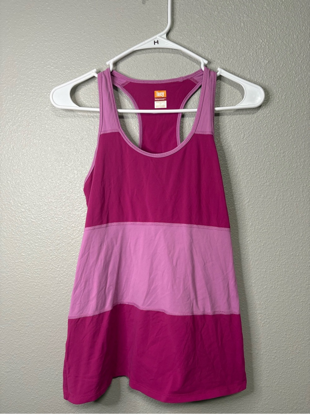 Lucy Power Colorblock Racerback Tank Top Pink Purple Activewear Size Small